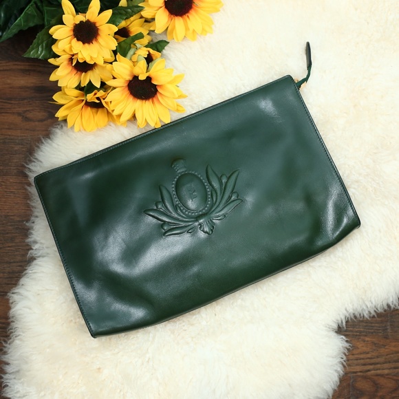 Fendi Handbags - Fendi Vintage Green Large Clutch RARE